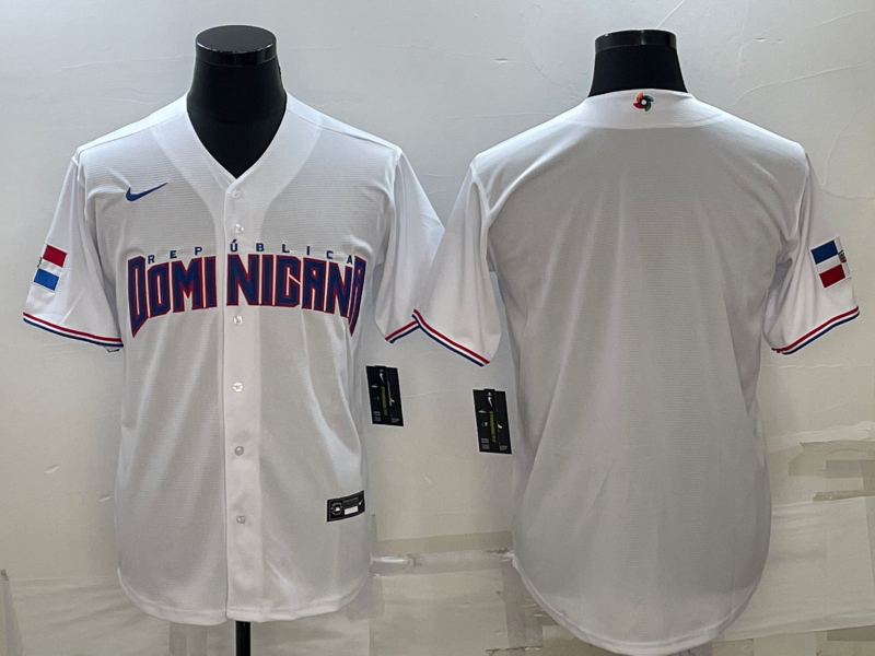 Men's Dominican Republic Baseball Blank 2023 White World Baseball Classic Stitched Jersey
